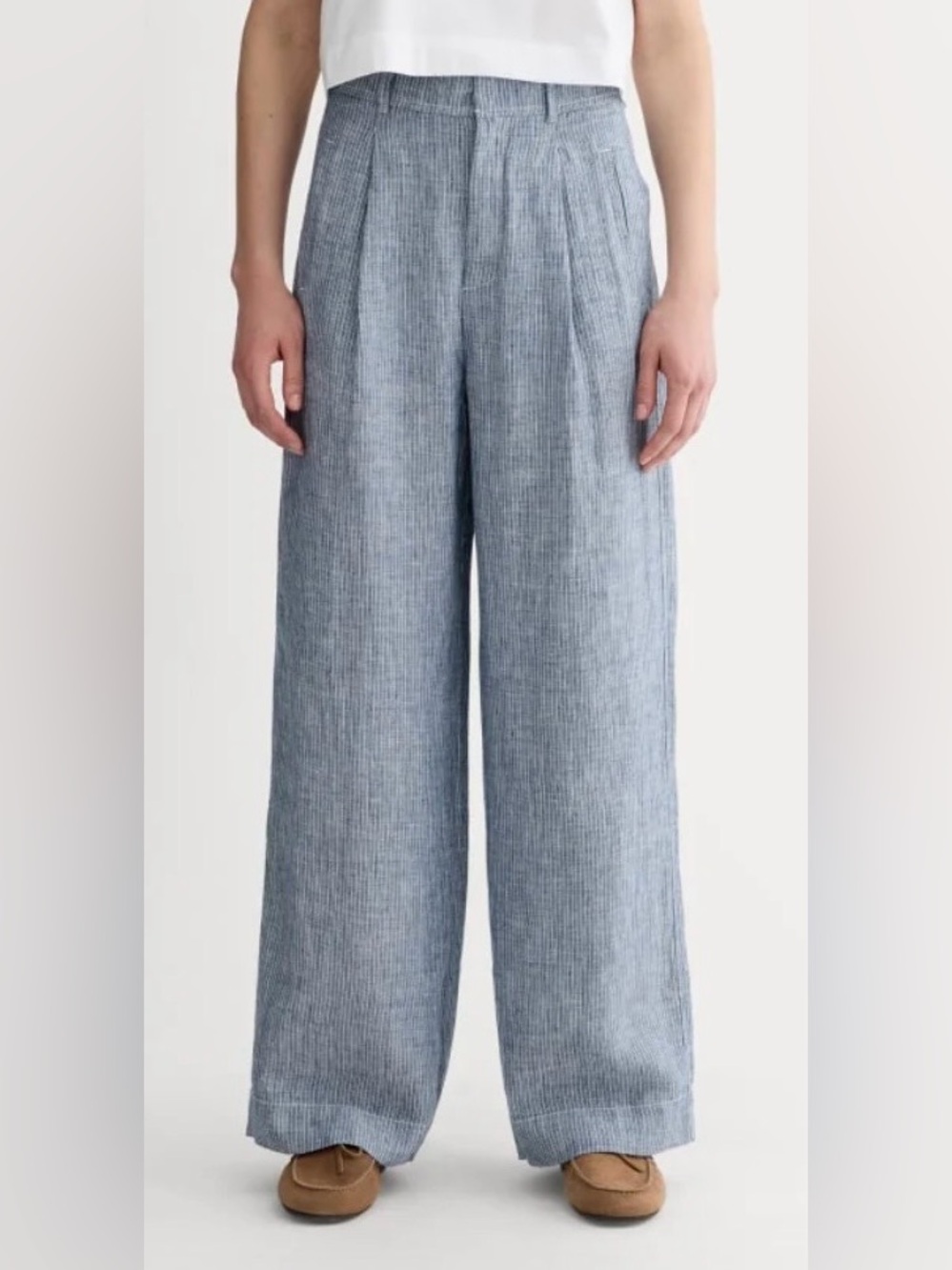 Everlane Linen Way-High Drape Pant in Light Blue